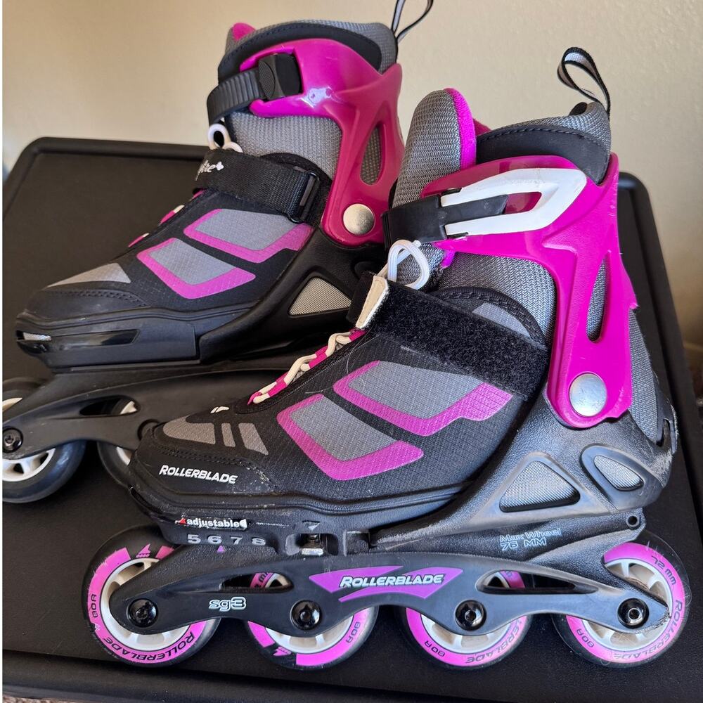 Rollerblade Spitfire XT SG3 Adjustable Inline Skates Kids Black Red Fitness